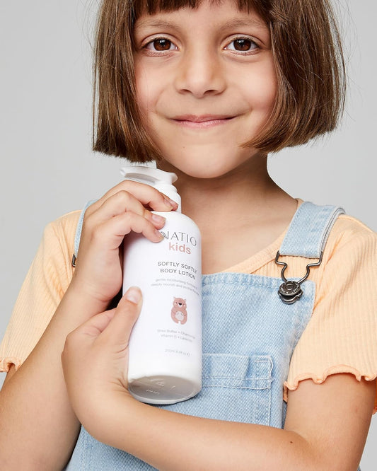 Natio Kids Softly Softly Body Lotion 250ml – Hydrating Moisturiser with Grape Seed, Shea Butter, Chamomile, Lavender, Geranium & Grapefruit – Dermatologically Tested – Made in Aust image 2
