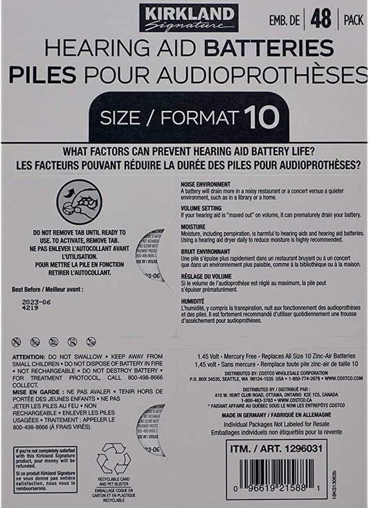 Kirkland Signature Hearing Aid Batteries Size 10 - 48 Pack image 2