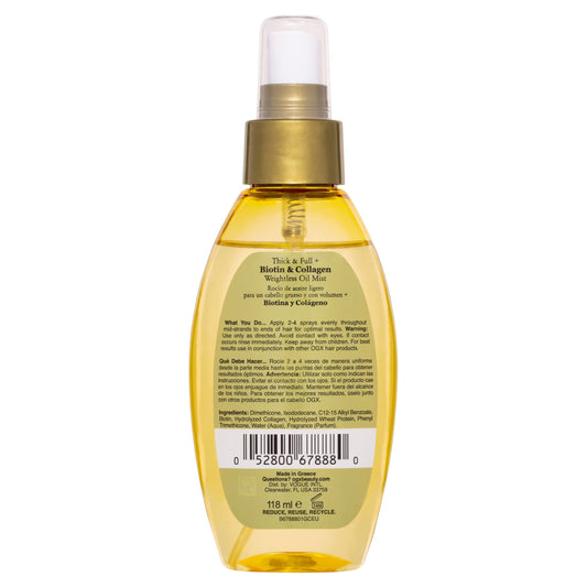Ogx Biotin & Collagen Volumising Weightless Oil Mist 118mL image 2