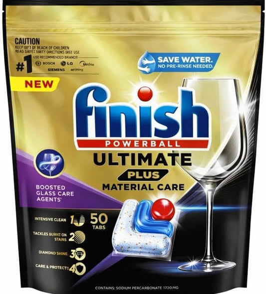 FINISH PK50 DISHWASHER TABS POWERBALL ALL IN 1 ULTIMATE PLUS BOOSTED GLASS CARE MATERIAL CARE image 2
