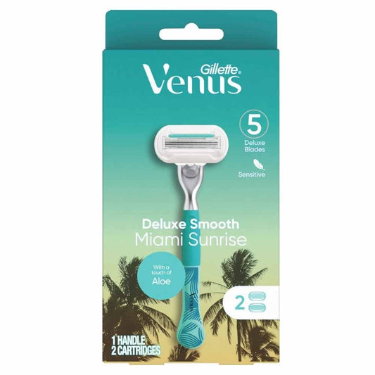 Gillette 2 Pack Deluxe Smooth Miami Sunrise Venus 1 Handle 2, 5 Deluxe Blades image 2
