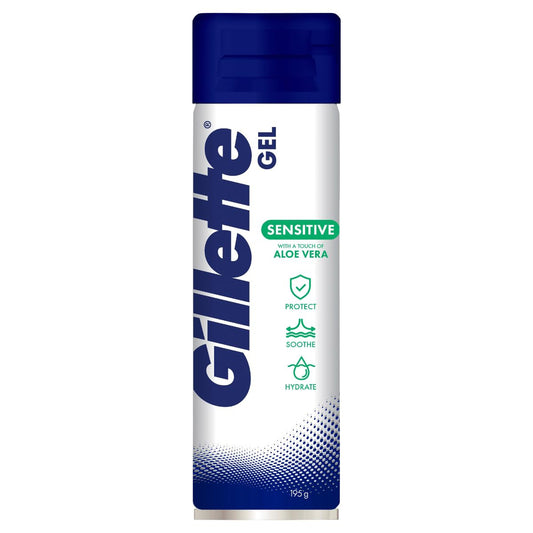 Gillette Men's Shaving Gel For Sensitive Skin With Soothing Aloe Vera, 195g image 2