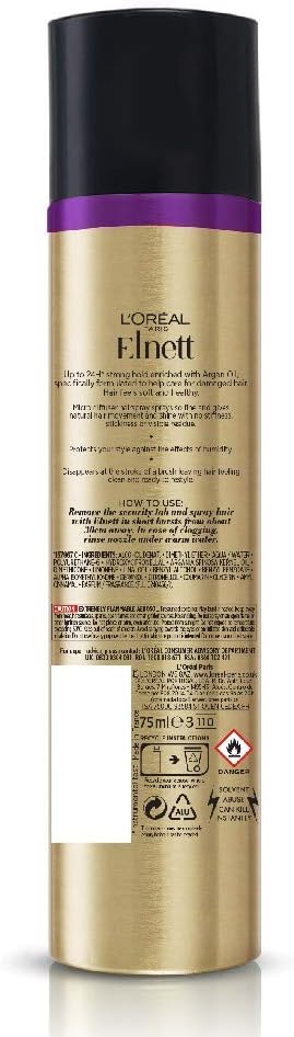 L'Oréal Paris Elnett Satin Extra-Caring Argan Oil Hairspray 75ml image 2