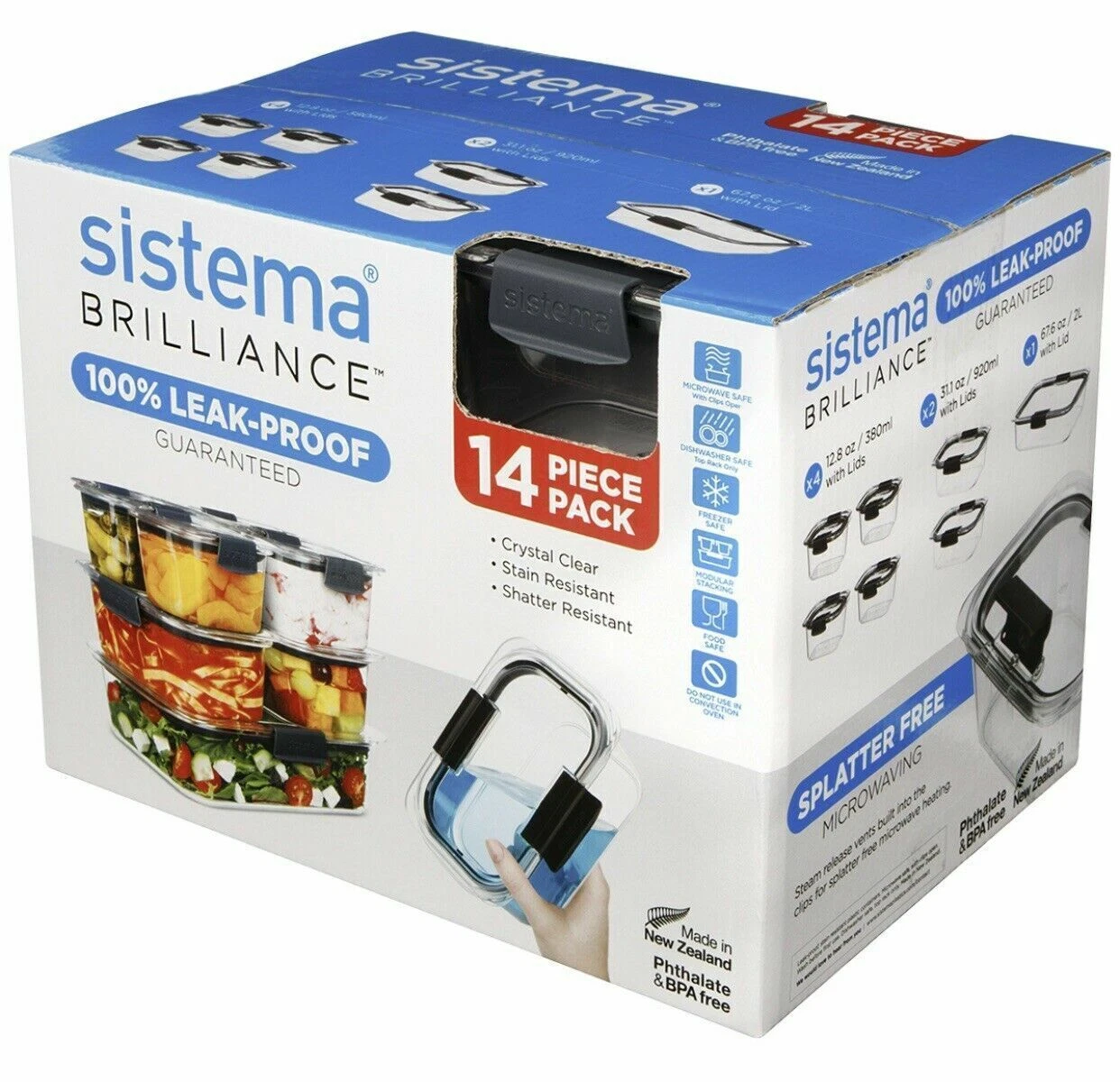 Sistema Brilliance Leakproof Food Storage Container Lunchbox 14pc image 2