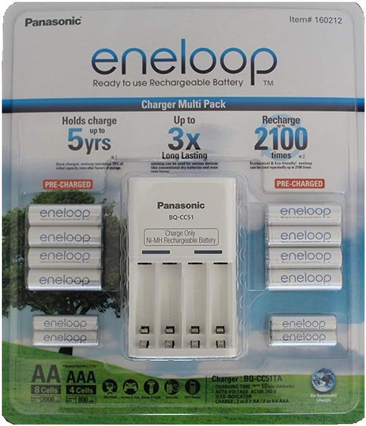 Panasonic Eneloop Rechargeable Battery Pack with Charger – 8 AA & 4 AAA Batteries image 2