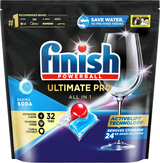Finish Ultimate Pro Dishwash Tablets, Baking Soda, 32 Tablets image 2