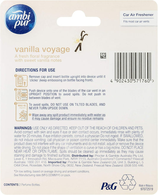 Ambi Pur Vanilla Voyage Car Air Freshener Refill 2 x 7.5ml image 2