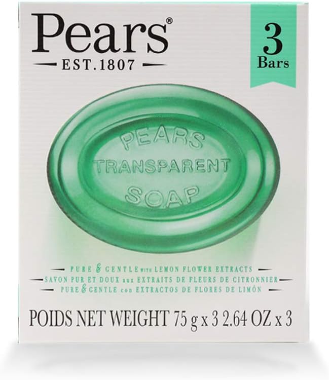 Pears Pure & Gentle Soap Bar with Lemon Flower Extracts – 75g (Pack of 3)