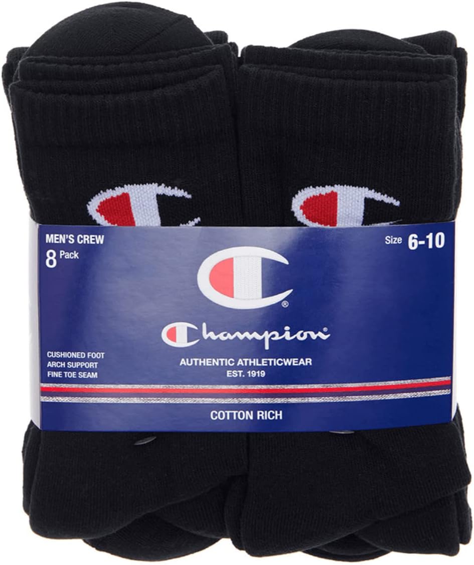 Champion Men's Cushioned Arch Support Crew Socks 8 Pairs image 6