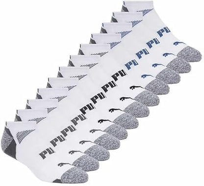 Puma Men's No Show Socks, Grey and White, Polyester Cotton Blend, Size 13-15, 12 Pairs image 4