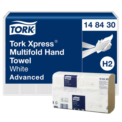 Tork Xpress Multifold Paper Hand Towel White H2, Advanced, 21 Packs x 185 Sheets, 148430