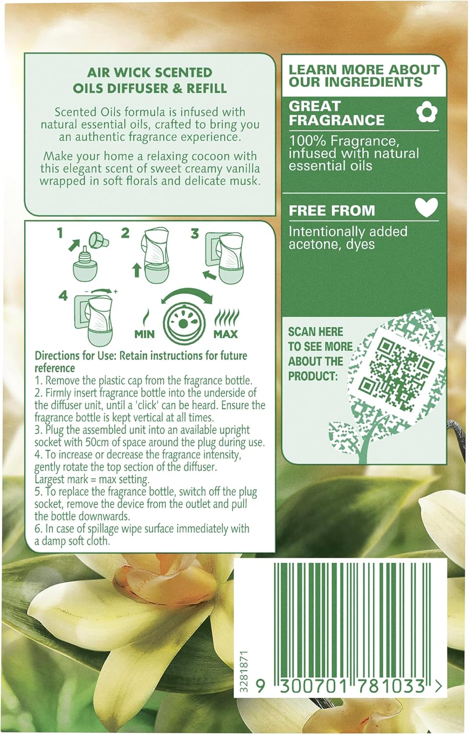 Air Wick Essential Oils Plug-In Diffuser Refill – Vanilla & Soft Cashmere, 21mL image 3