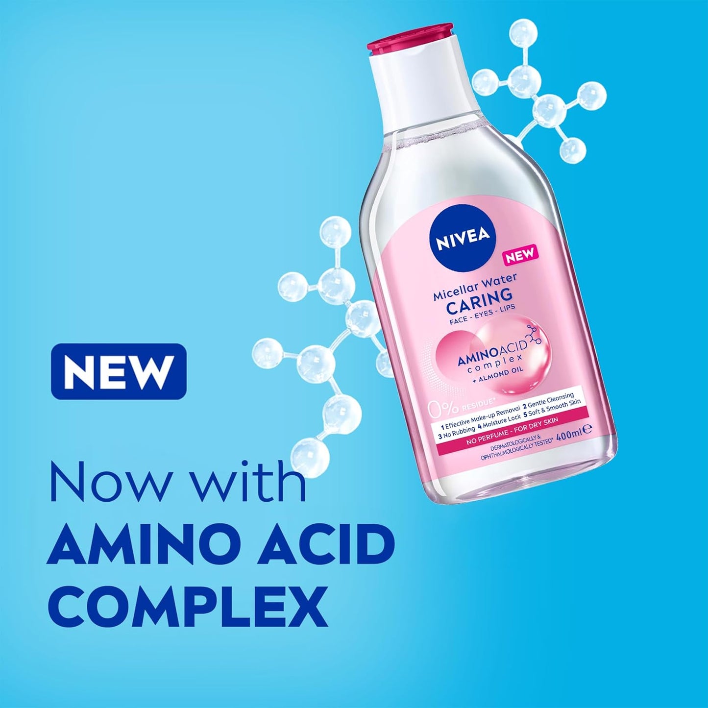 NIVEA Micellar Water Caring 400ml | Gentle Face Cleanser & Makeup Remover for Dry & Sensitive Skin image 3