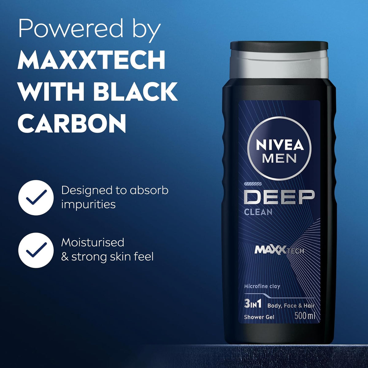 NIVEA MEN Deep Skincare Gift Set (3 Piece) | Shower Gel, Face Wash & Multipurpose Cream | Bonus Wash Bag Included image 12