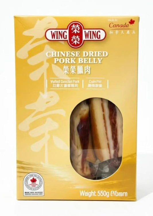 Wing Wing Chinese Dried Pork Belly, Traditional Cured Canadian Pork, 550g