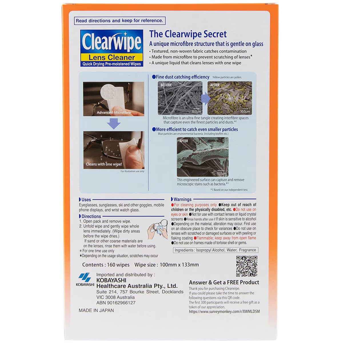 Clearwipe Lens Cleaner 160 Wipes image 3