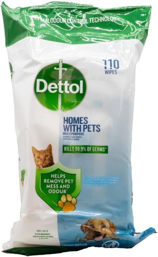 Dettol Homes with Pets Multipurpose Wipes 110 Pack