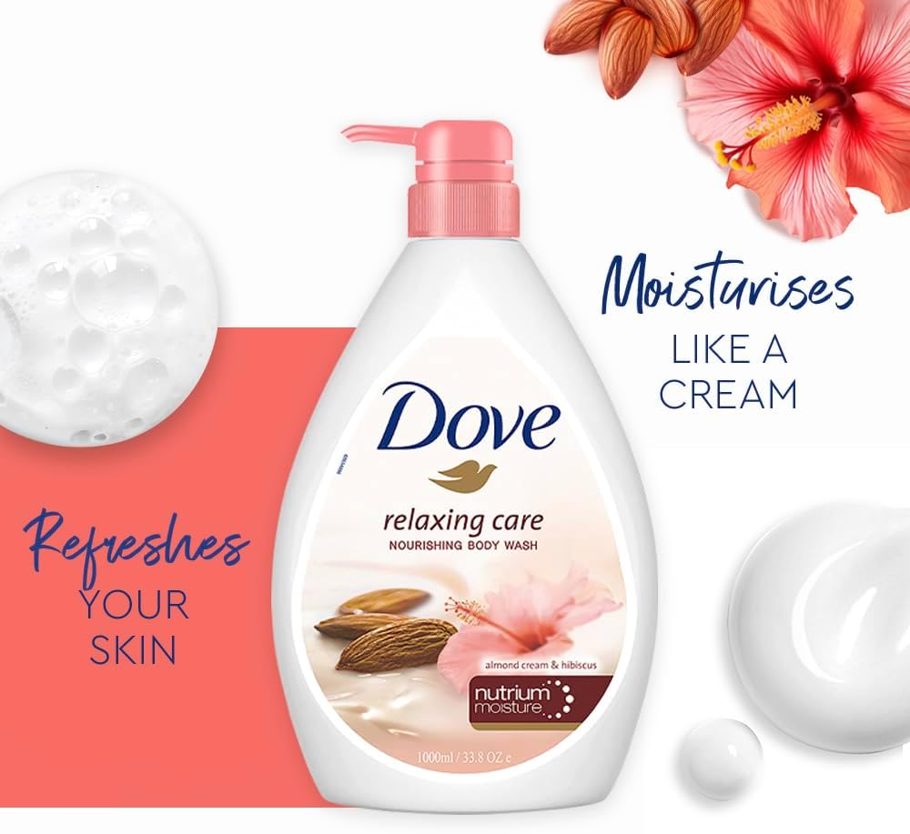 Dove Relaxing Care Nourishing Body Wash 1L - Almond Cream & Hibiscus image 6