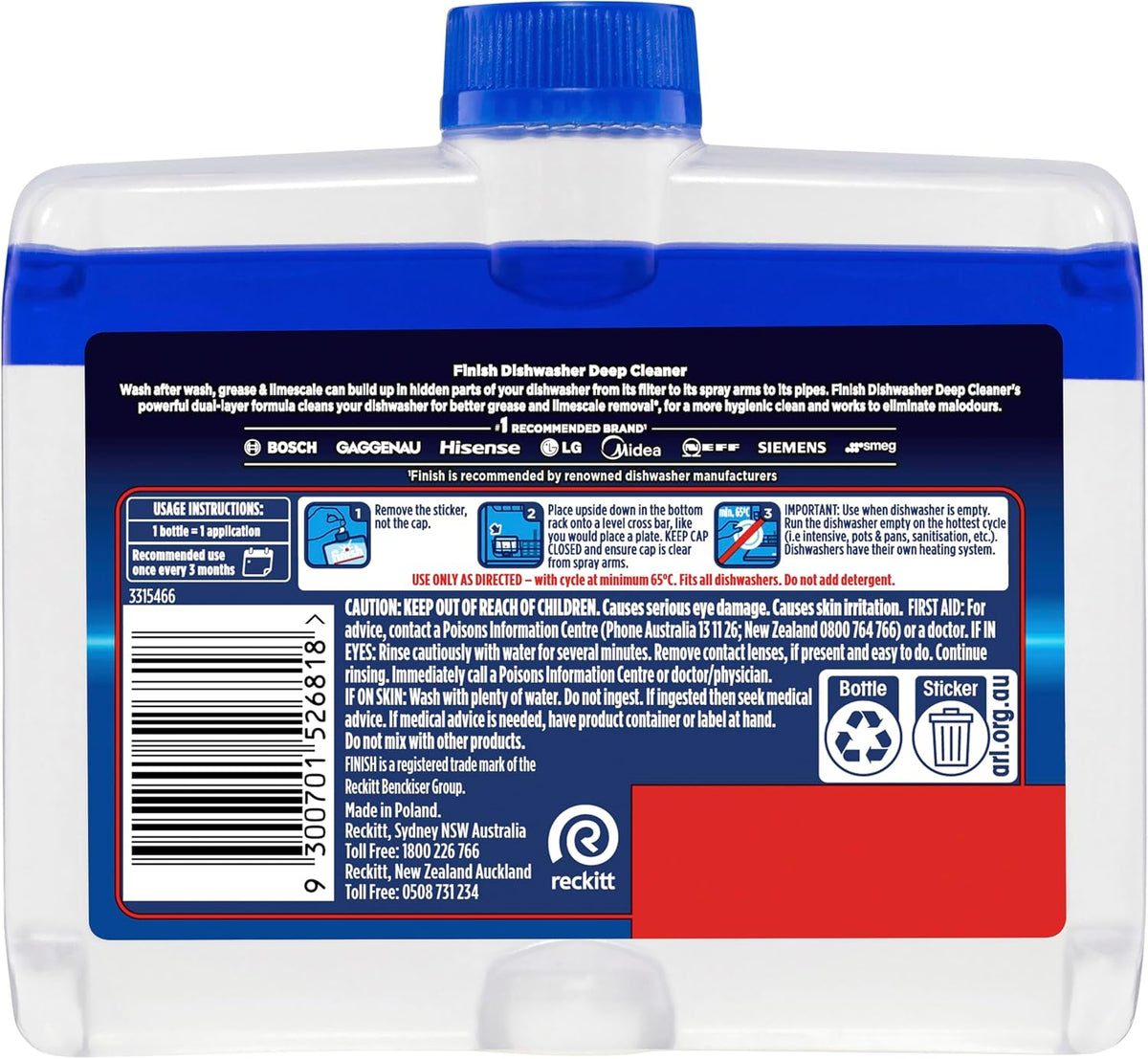 Finish Dishwasher Cleaner Liquid, Original, 250ml image 2