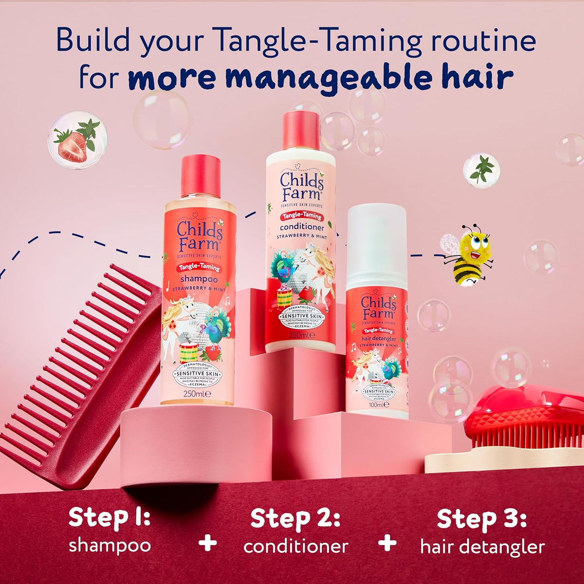 Childs Farm Tangle Taming Shampoo Strawberry & Mint 250mL image 6