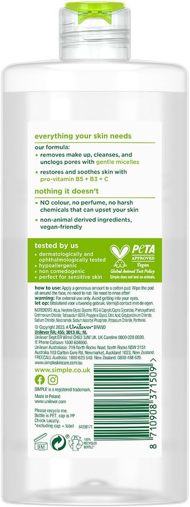 Simple Kind To Skin Micellar Cleansing Water 400ml image 2