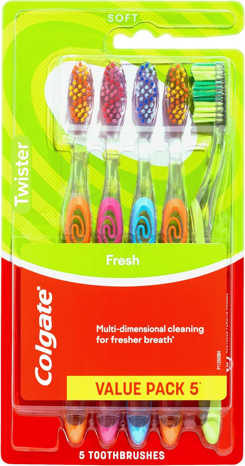 Colgate Twister Manual Toothbrush 5 Pack - Soft Bristles