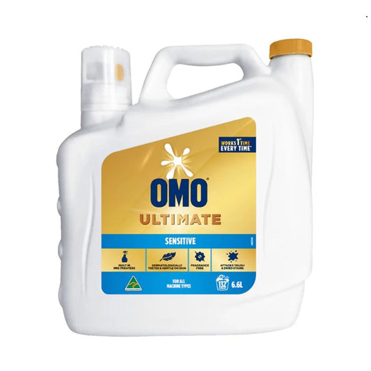 OMO Ultimate Sensitive Laundry Liquid 6.6L – Fragrance-Free, 132 Washes