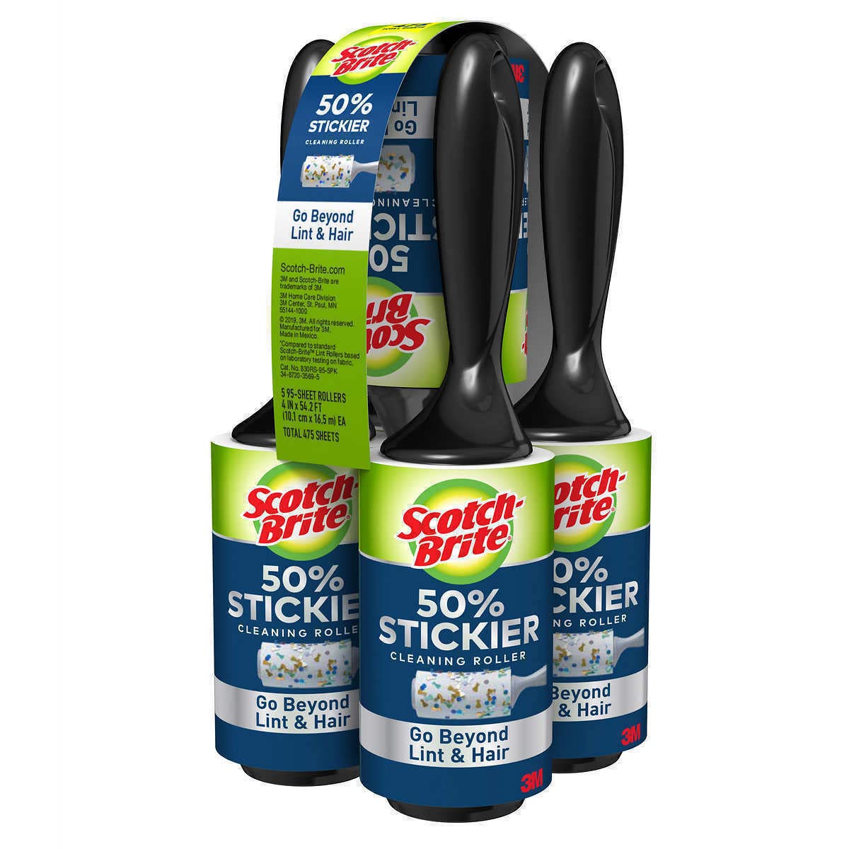 Scotch-Brite Lint & Hair Fluff Remover Rollers – 5 Pack, 95 Sheets Each