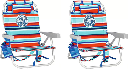 Tommy Bahama Backpack Beach Chairs 2-Pack Aluminium Blue