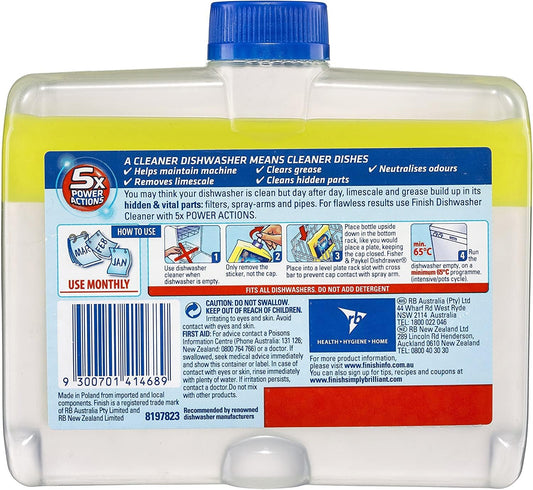 Finish Dishwasher Cleaner Liquid Triple Pack, Lemon Sparkle, 250mL image 2