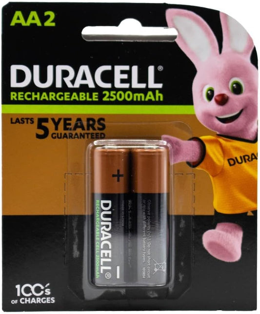 Duracell AA Rechargeable Batteries 2500mAh, Pack of 2