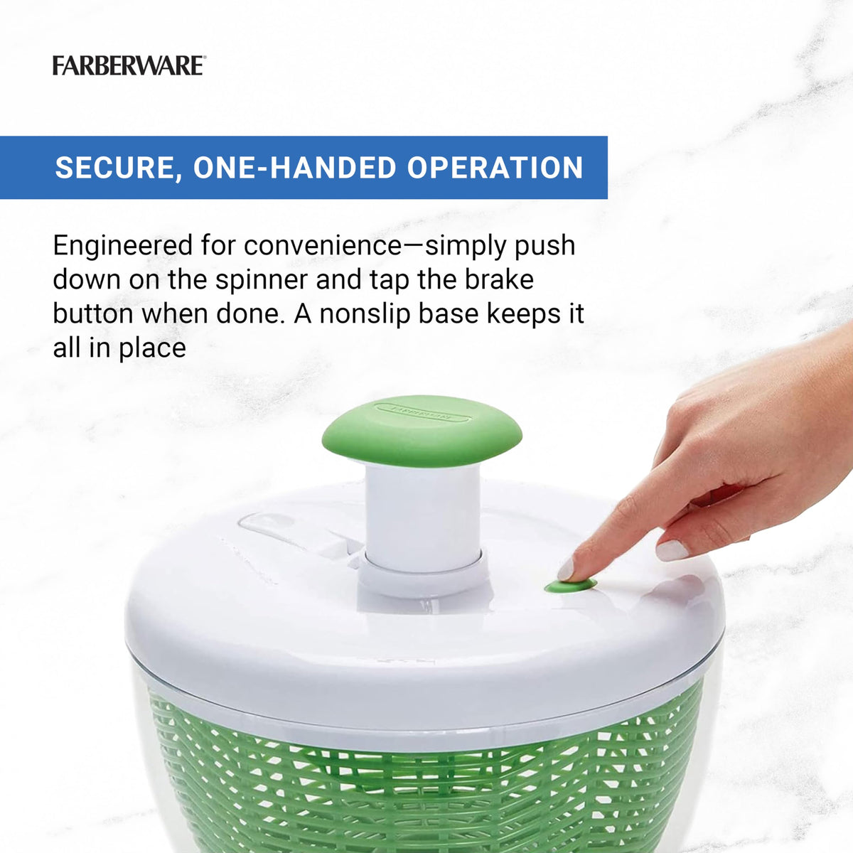 Farberware Pro Pump Salad Spinner with Bowl and Colander, 6.6 Quart, Green image 4
