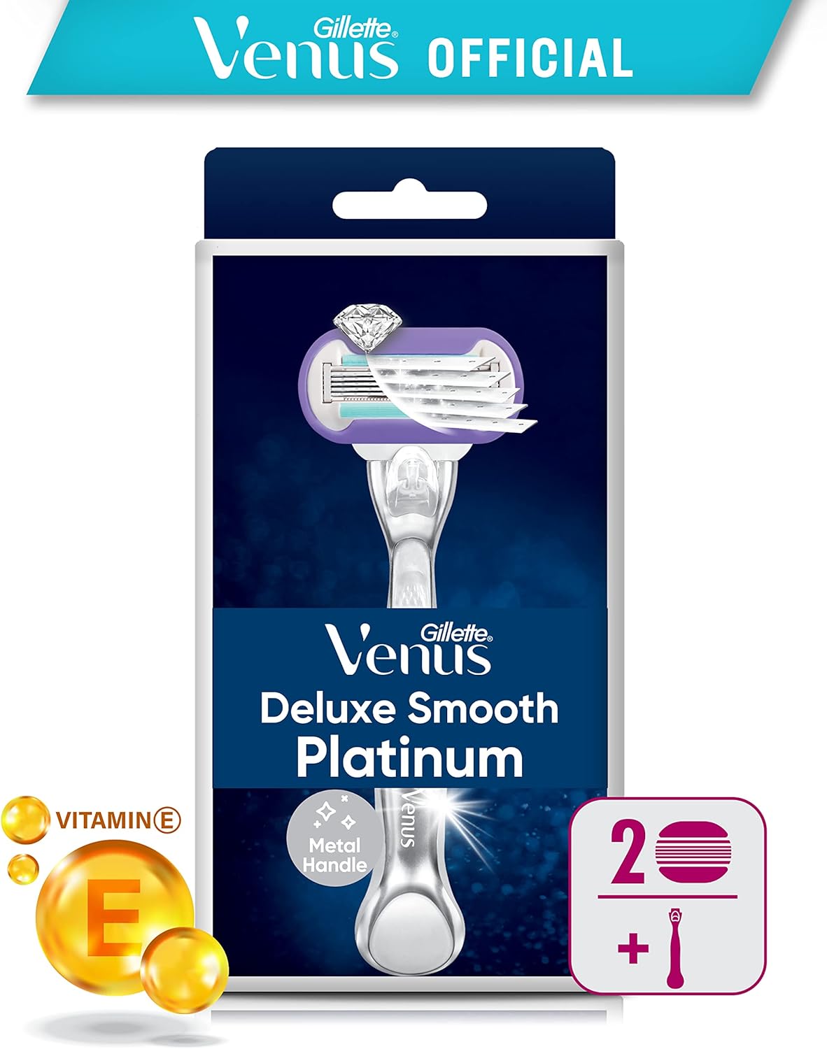 Gillette Venus Deluxe Smooth Platinum Women's Razor image 3