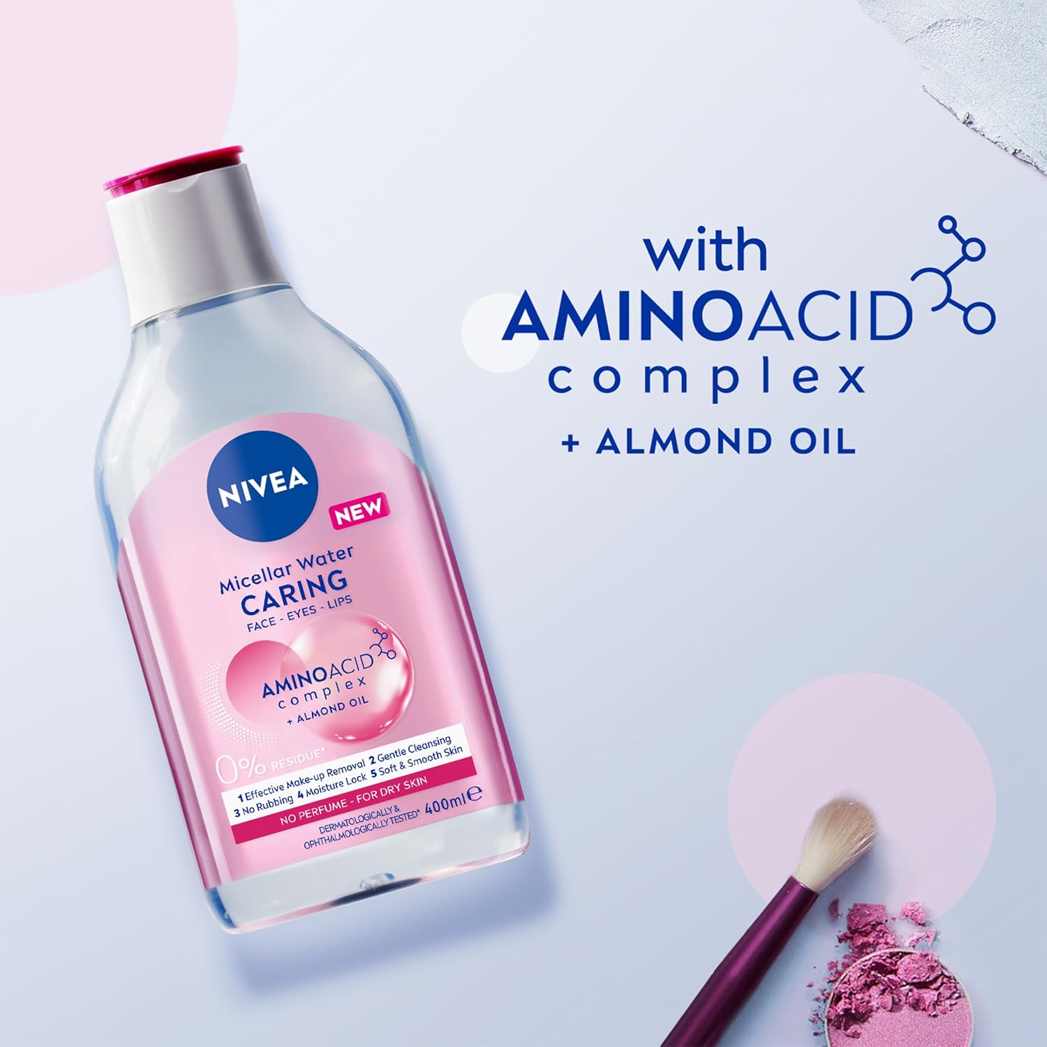 NIVEA Micellar Water Caring 400ml | Gentle Face Cleanser & Makeup Remover for Dry & Sensitive Skin image 8