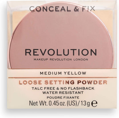 Revolution Conceal & Fix Setting Powder, Medium Yellow image 4