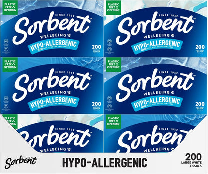 Sorbent Hypo-Allergenic Facial Tissues 200 Sheets x 12 Packs