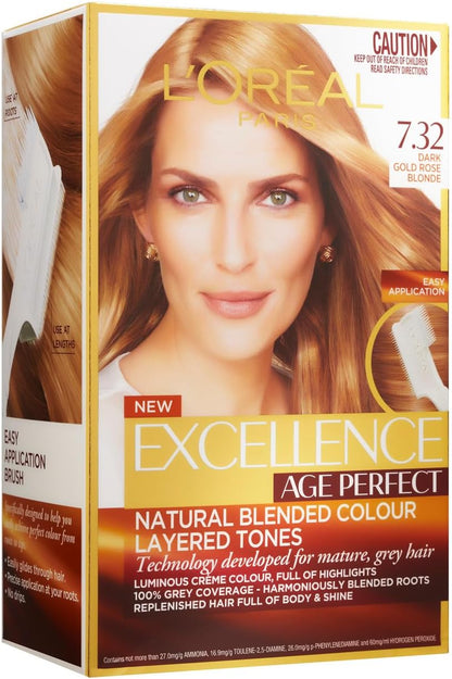 L'Oréal Paris Excellence Age Perfect Permanent Hair Colour - 7.32 Dark Gold Rose Blonde