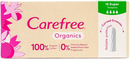 CAREFREE TAMPONS ORGANICS SUPER 16 PK