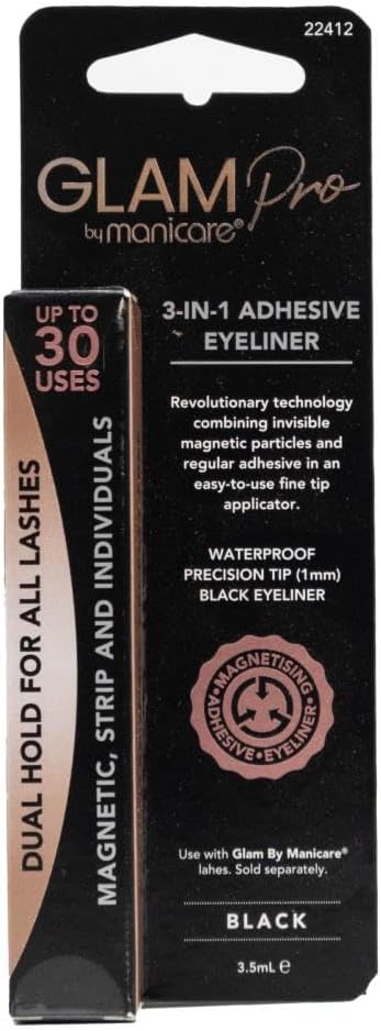 Manicare Glam Pro 3-in-1 Adhesive Eyeliner Black 3.5mL