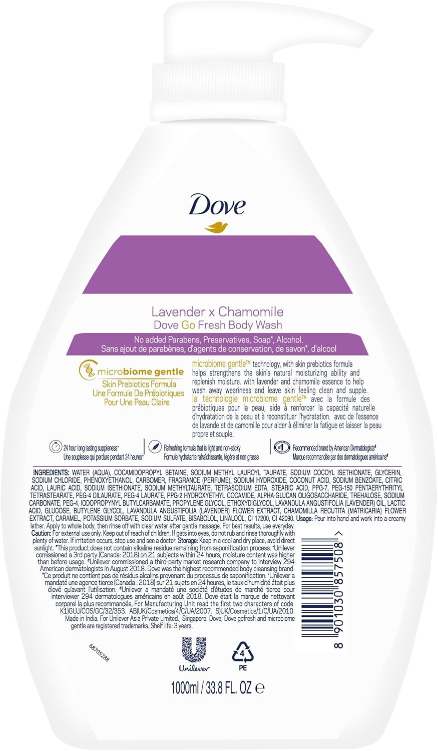 Dove Go Fresh Relaxing Hydration Body Wash 1000ml image 2