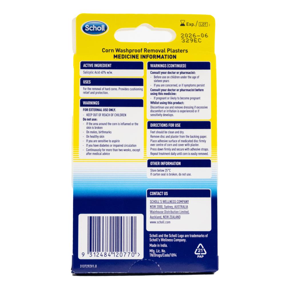 Scholl Waterproof Corn Removal Plasters with Medicated Discs for Fast Corn Treatment & Pain Relief image 5