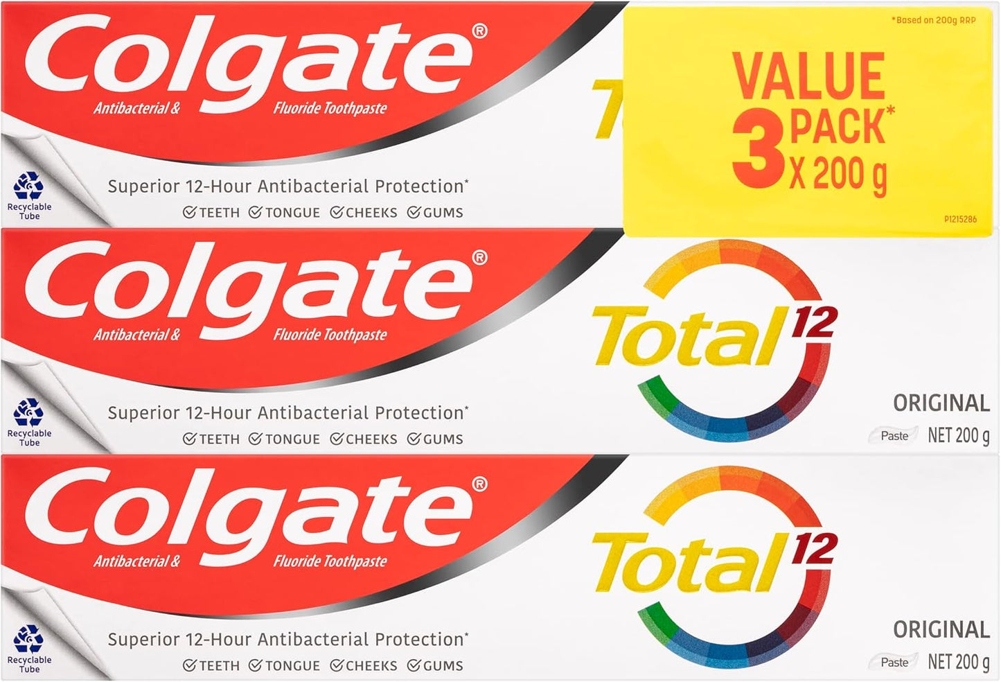Colgate Total Original Toothpaste Value Pack 3 x 200g image 2