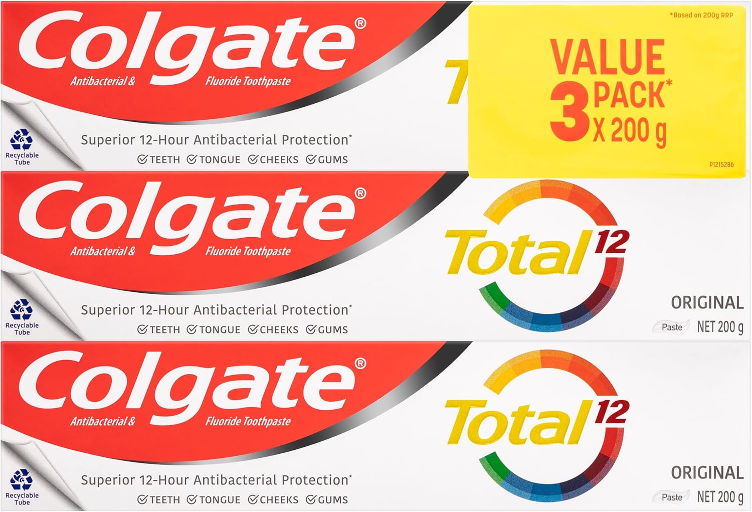 Colgate Total Original Toothpaste Value Pack 3 x 200g image 2