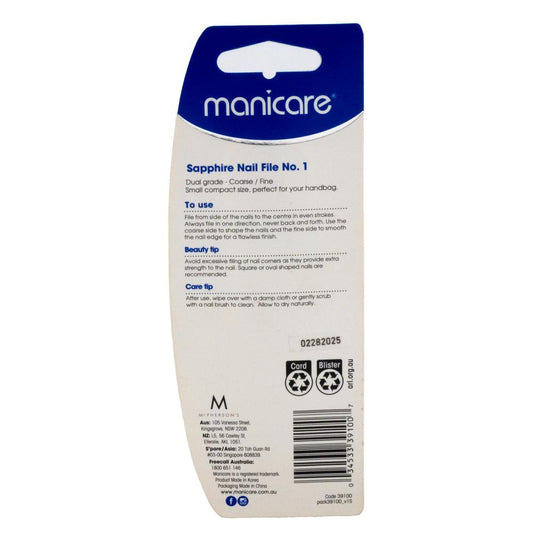 Manicare Sapphire Nail File No.1 – Dual Grade Coarse and Fine image 2