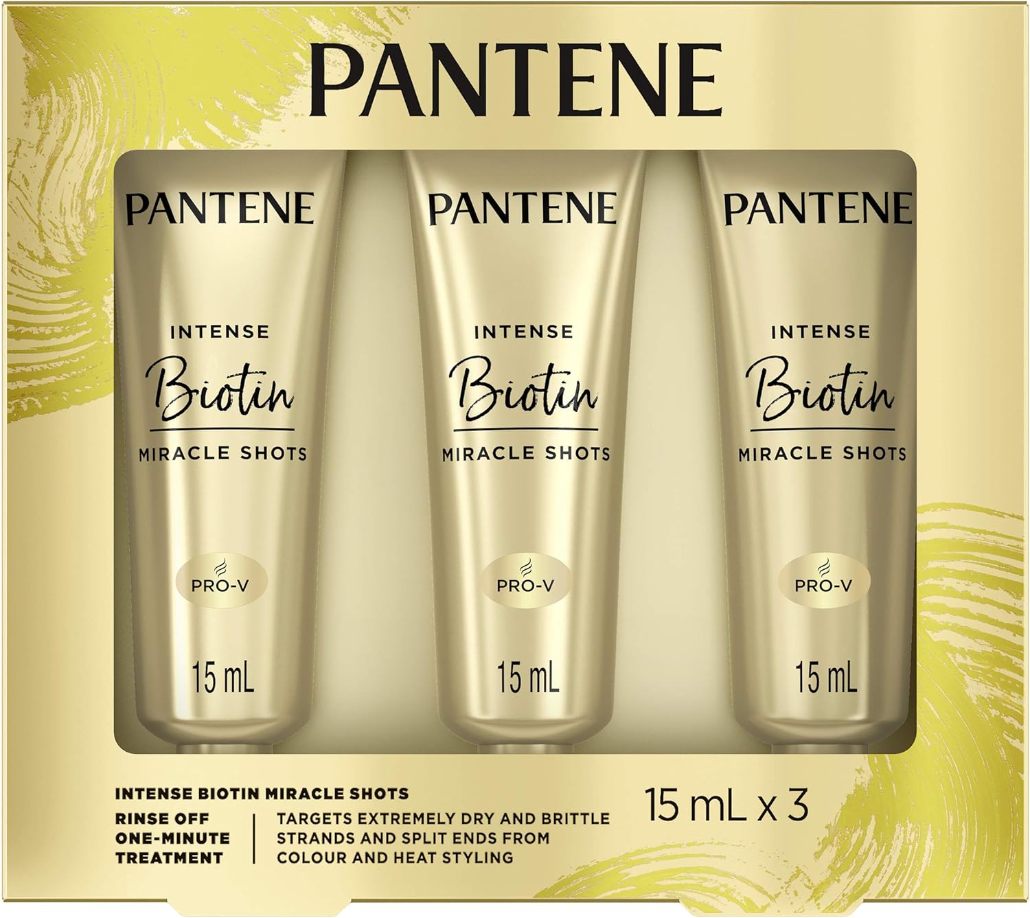 Pantene Intense Miracle Hair Treatment Hydrating Shots with Biotin for Dry Hair Repair (3 x 15ml)