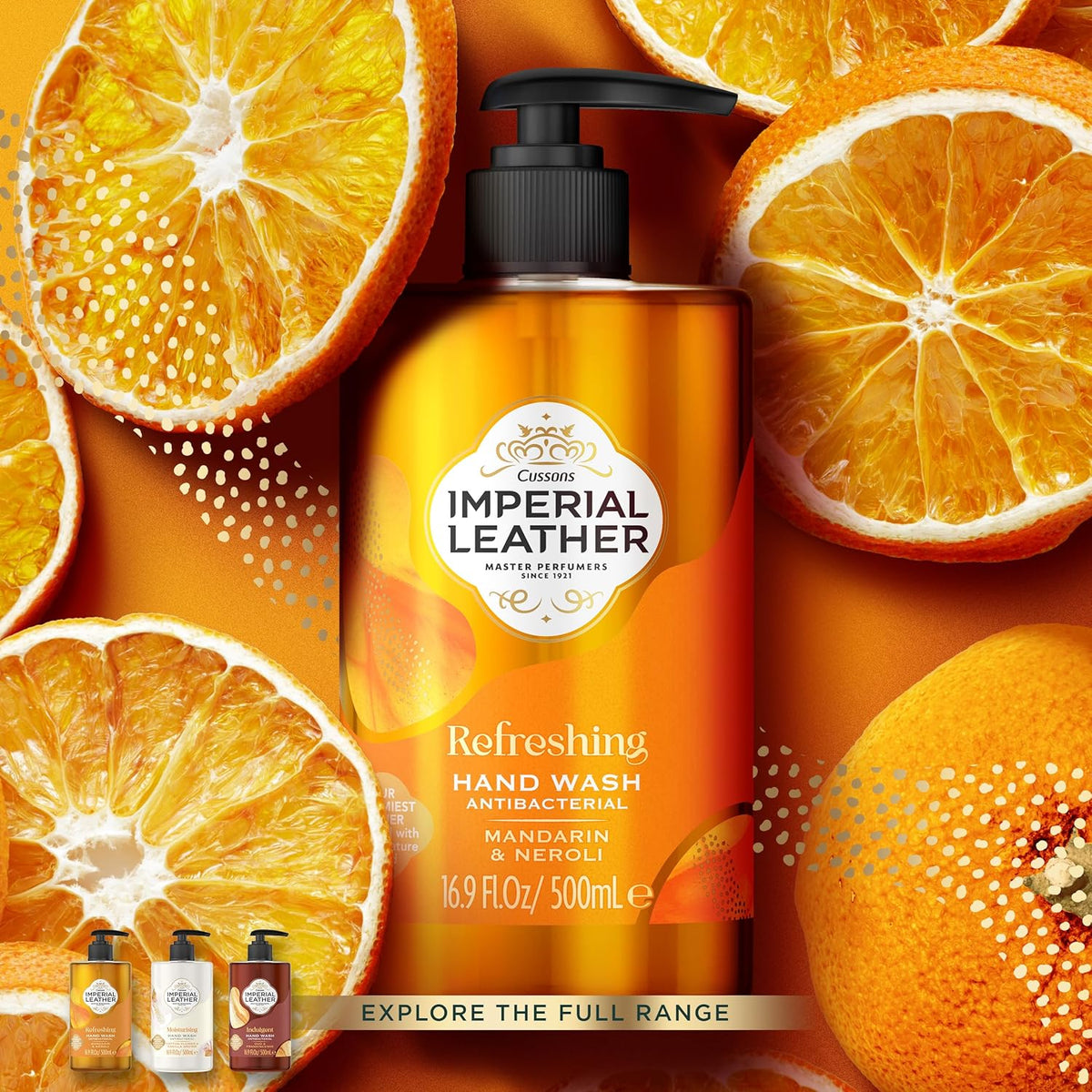 IMPERIAL LEATHER HAND WASH ANTIBACTERIAL REFRESHING MANDARIN AND NEROLI 500mL image 6