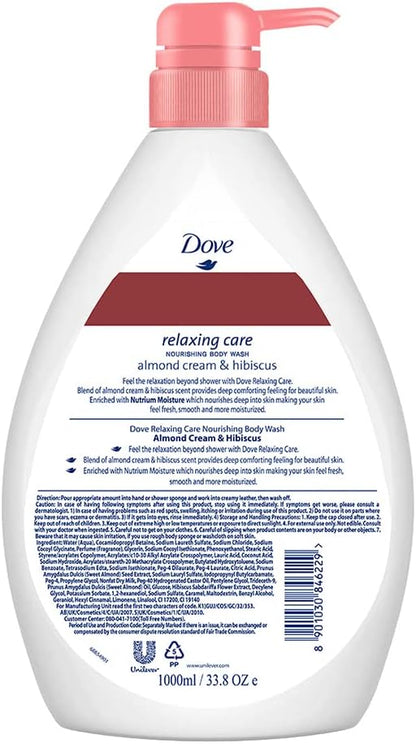 Dove Relaxing Care Nourishing Body Wash 1L - Almond Cream & Hibiscus image 3