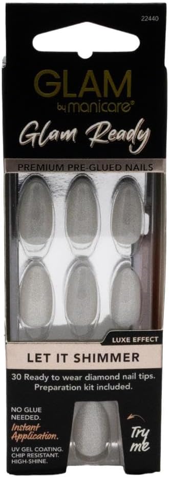 Manicare Glam Ready Pre-Glued Nails - Let It Shimmer