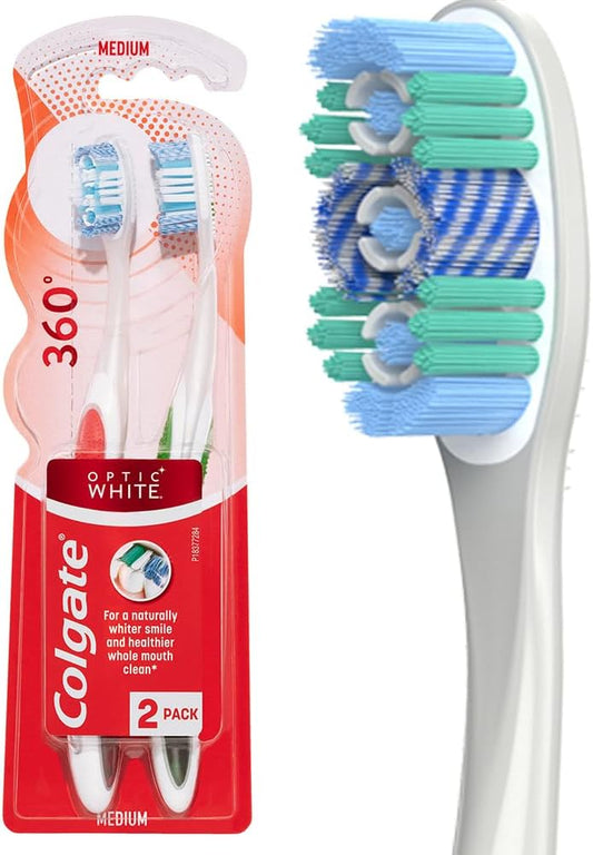 Colgate 360° Advanced Optic White Manual Toothbrush (Pack of 2)