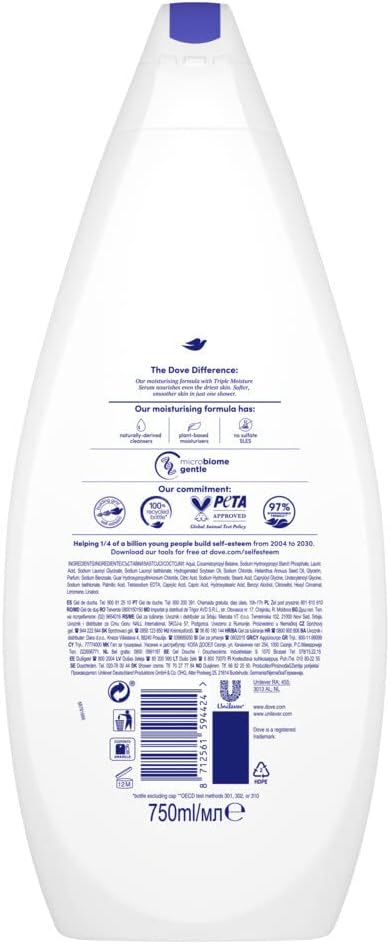 Dove Shower Gel Intensive Care Gentle Sulphate Free Formula Gives Your Skin Moisture and Freshness 750ml image 2
